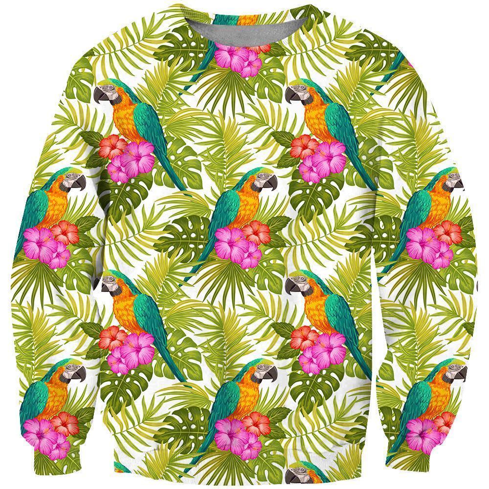 Catalina Macaw Parrot and Flower Shirt-Apparel-Phaethon-Sweatshirt-S-Vibe Cosy™