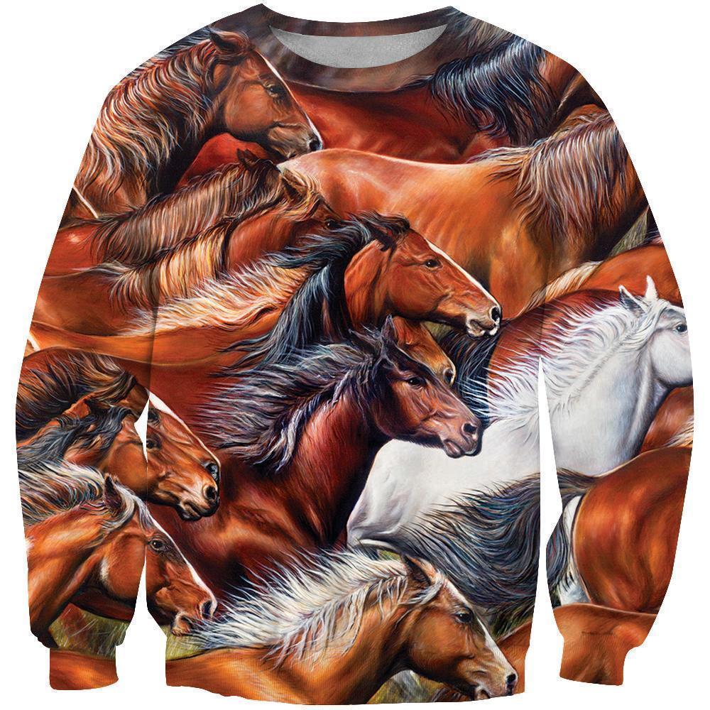 3D All Over Printing Horses Running Shirt-Apparel-Phaethon-Sweatshirt-S-Vibe Cosy™