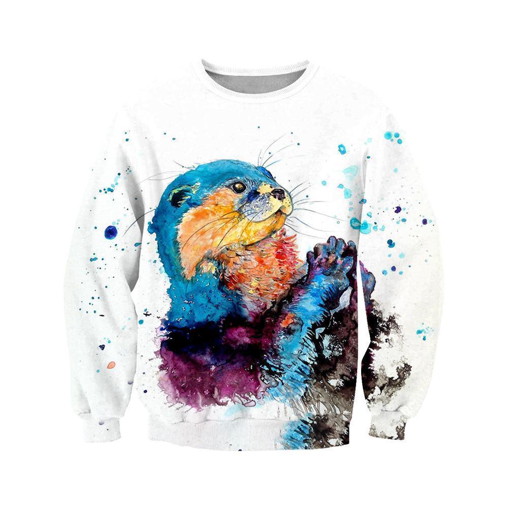 3D All Over Printed Otter T-shirt Hoodie-Apparel-HP Arts-T-Shirt-S-Vibe Cosy™