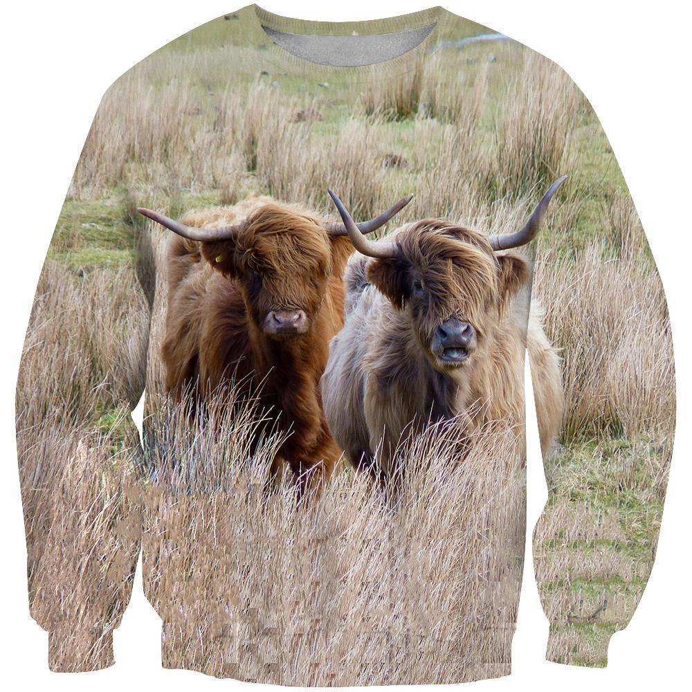 All Over Printed Highland Cattle Beautiful And Shorts-Apparel-Phaethon-Sweatshirt-S-Vibe Cosy™