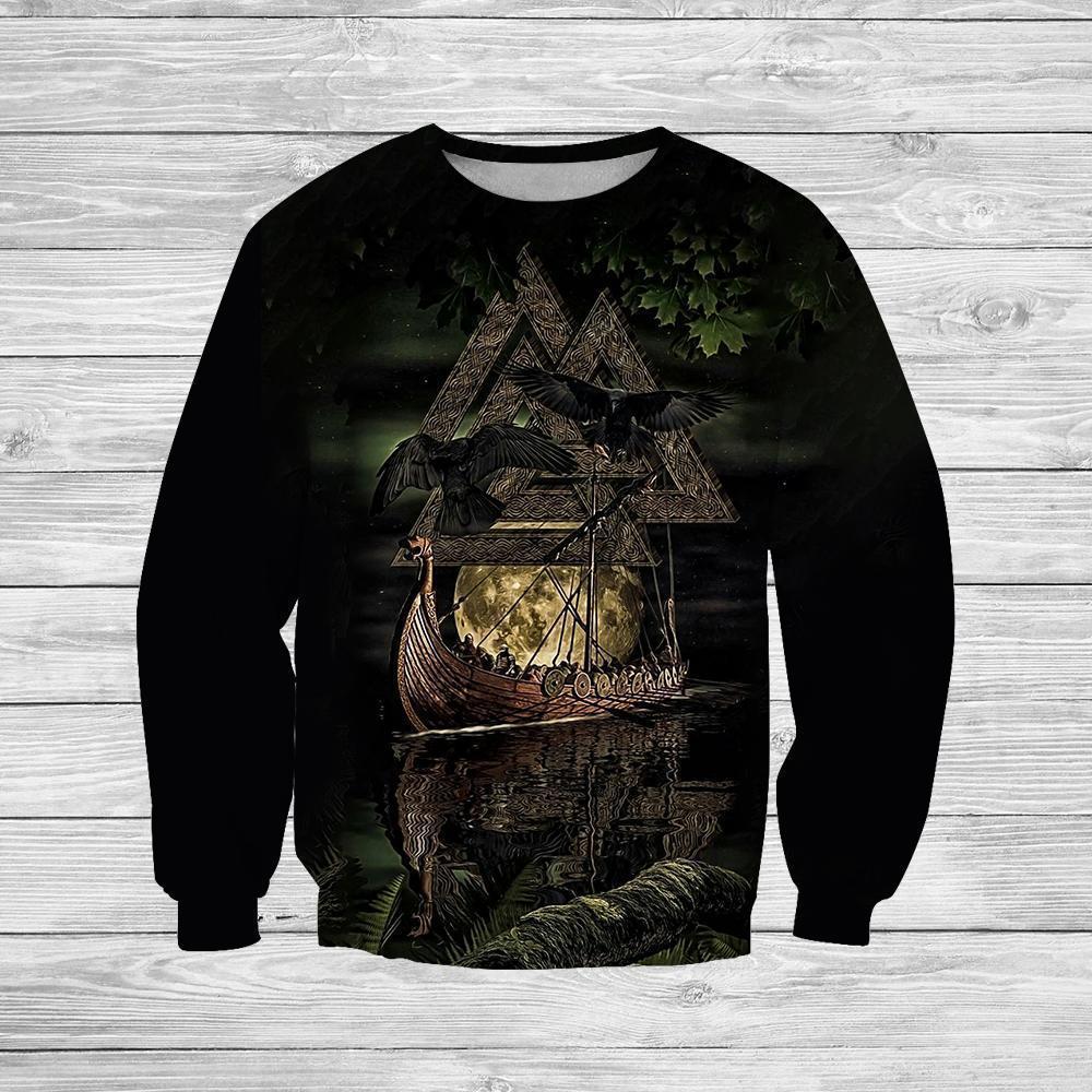 3D Printed Viking Ship Clothes-Apparel-HP Arts-Sweatshirt-S-Vibe Cosy™
