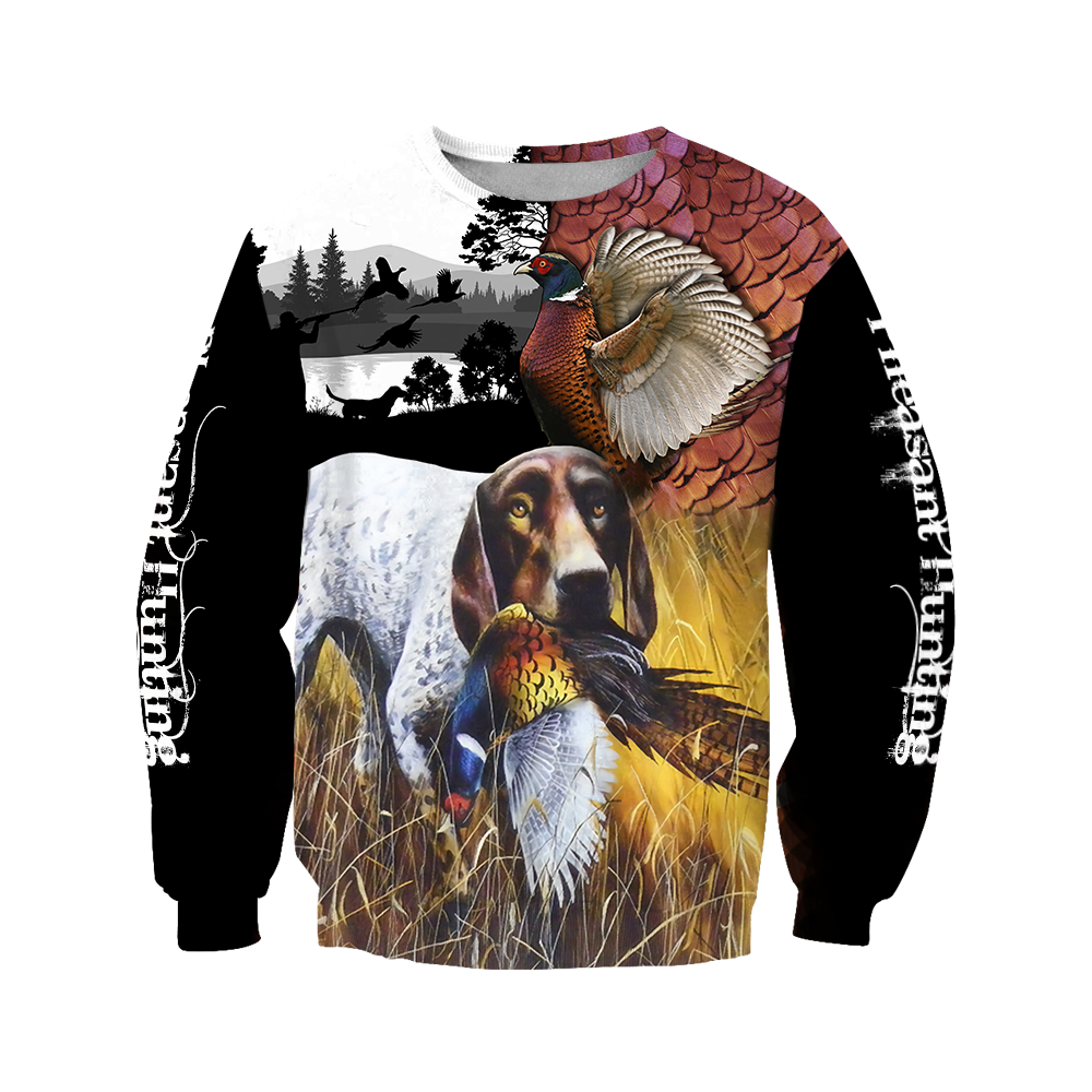 Pheasant German Shorthaired Pointer Hunting 3D All Over Printed Shirts For Men And Women JJ110201-Apparel-MP-Sweatshirts-S-Vibe Cosy™