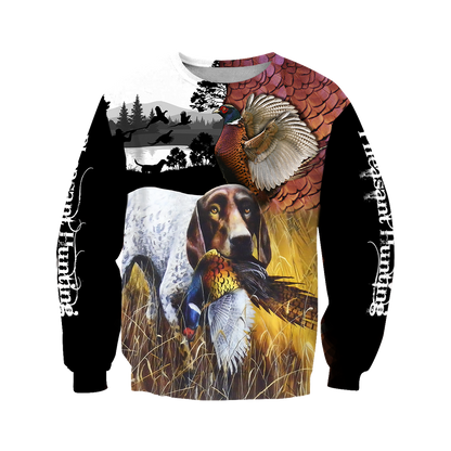 Pheasant German Shorthaired Pointer Hunting 3D All Over Printed Shirts For Men And Women JJ110201-Apparel-MP-Sweatshirts-S-Vibe Cosy™