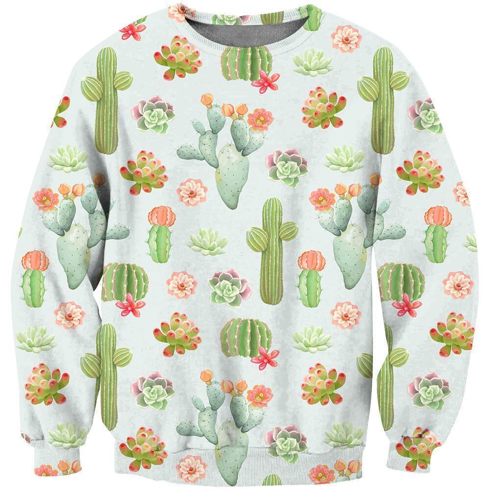 3D All Over Printing Flower And Cactus Hoodie-Apparel-NTH-Sweatshirt-S-Vibe Cosy™