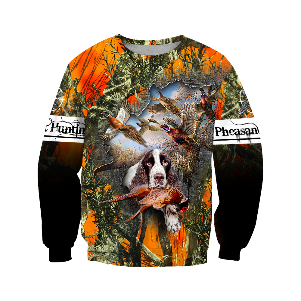 Pheasant Hunting Springer Spaniel 3D All Over Printed Shirts For Men And Women JJ180101-Apparel-MP-Sweatshirts-S-Vibe Cosy™