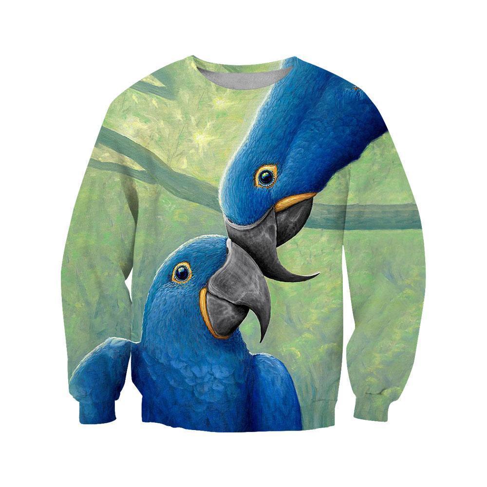 3D All Over Print Parrot Blue Love Hoodie-Apparel-PHL-Sweat Shirt-S-Vibe Cosy™