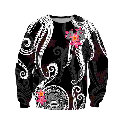 American Samoa Polynesian Hoodie - Black Plumeria 3d all over printed shirt and short for man and women JJ120204 PL-Apparel-PL8386-Sweatshirt-S-Vibe Cosy™