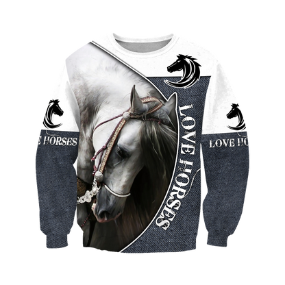 Love Beautiful Horse 3D All Over Printed Shirts JJ270401-Apparel-MP-Sweatshirts-S-Vibe Cosy™