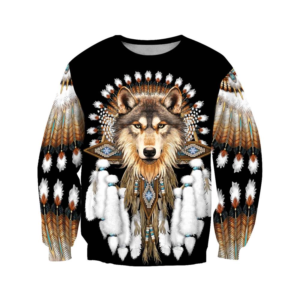 Native American Wolf 3D All Over Printed Shirts MP18052001-Apparel-MP-Sweatshirt-S-Vibe Cosy™