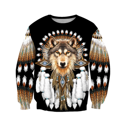Native American Wolf 3D All Over Printed Shirts MP18052001-Apparel-MP-Sweatshirt-S-Vibe Cosy™