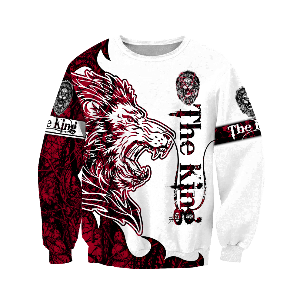 The Red King Lion Tattoo Over Printed Hoodie