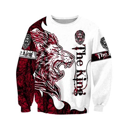 The Red King Lion Tattoo Over Printed Hoodie