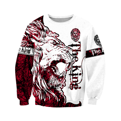3D The Red Alpha King Lion Tattoo Over Printed Hoodie