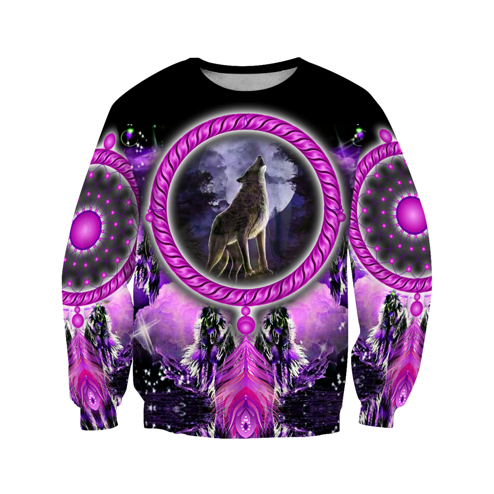 Native American Wolf Violet 3D Hoodie MP888 - Amaze Style™-Apparel