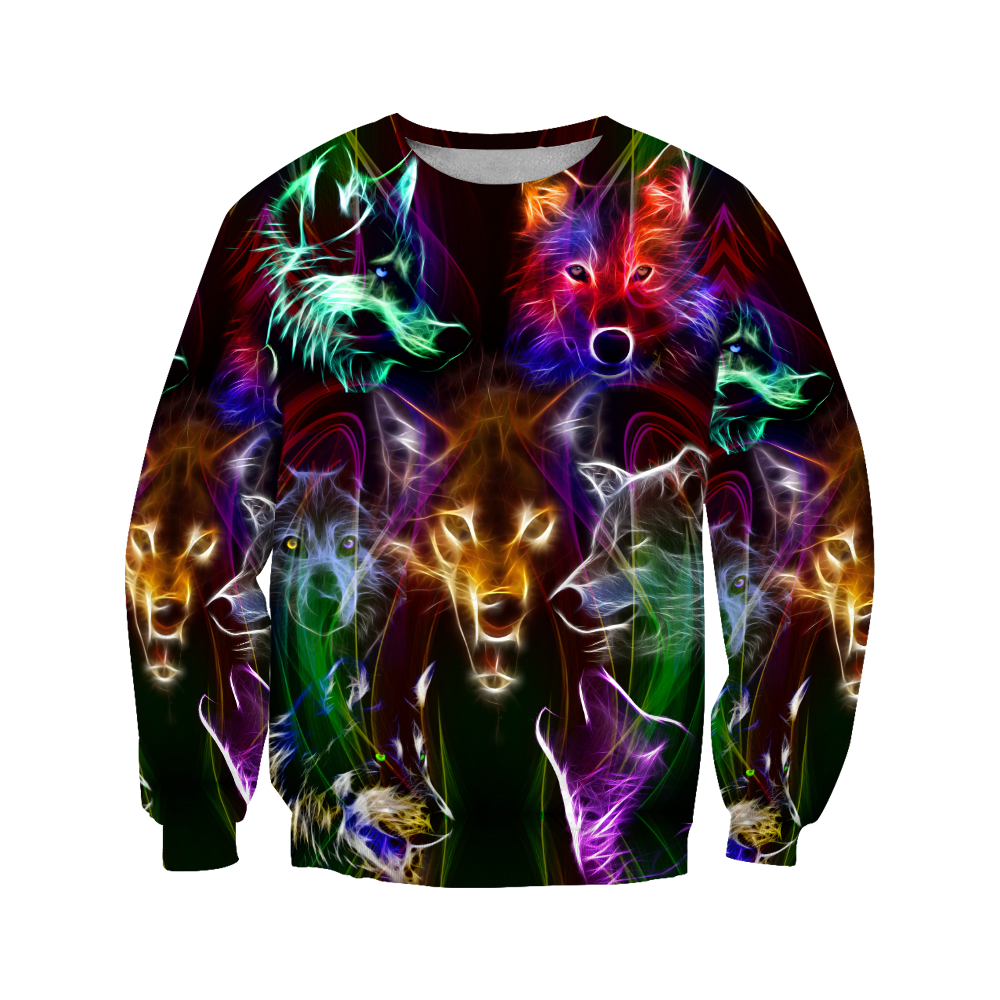 Colorful wolf 3D hoodie shirt for men and women JJW15092001