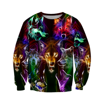 Colorful wolf 3D hoodie shirt for men and women JJW15092001