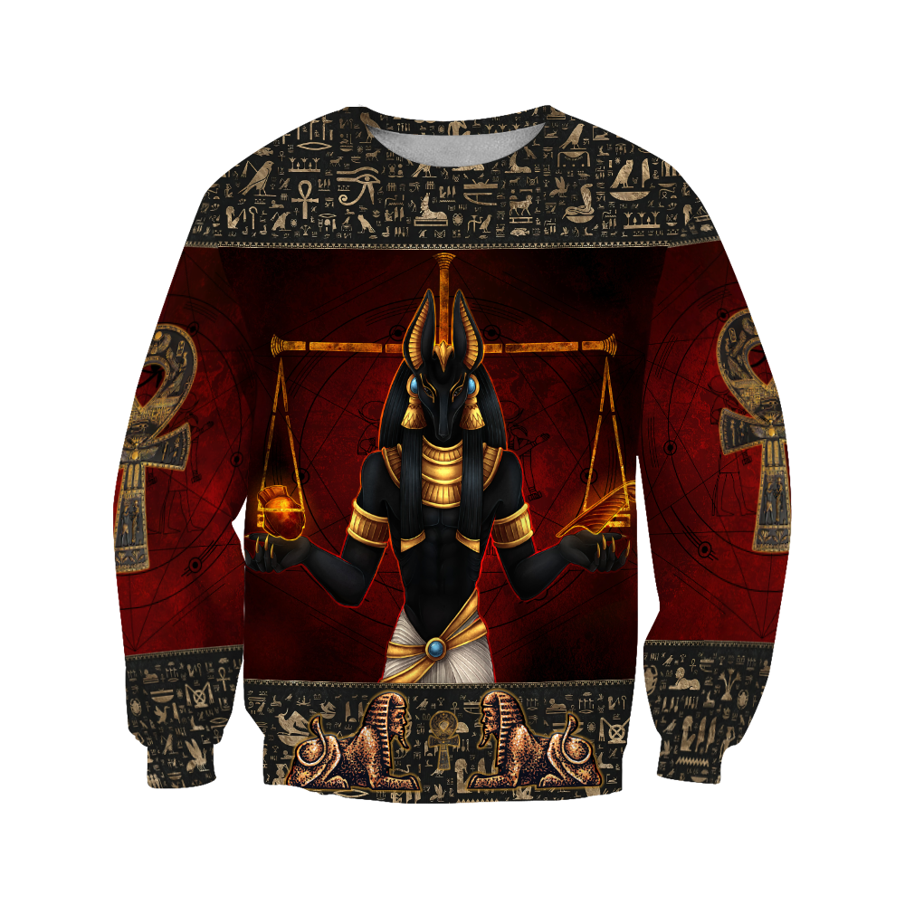Anubis Ancient Egyptian 3D All Over Printed Shirts For Men And Women JJ26062004-Apparel-MP-Sweatshirts-S-Vibe Cosy™