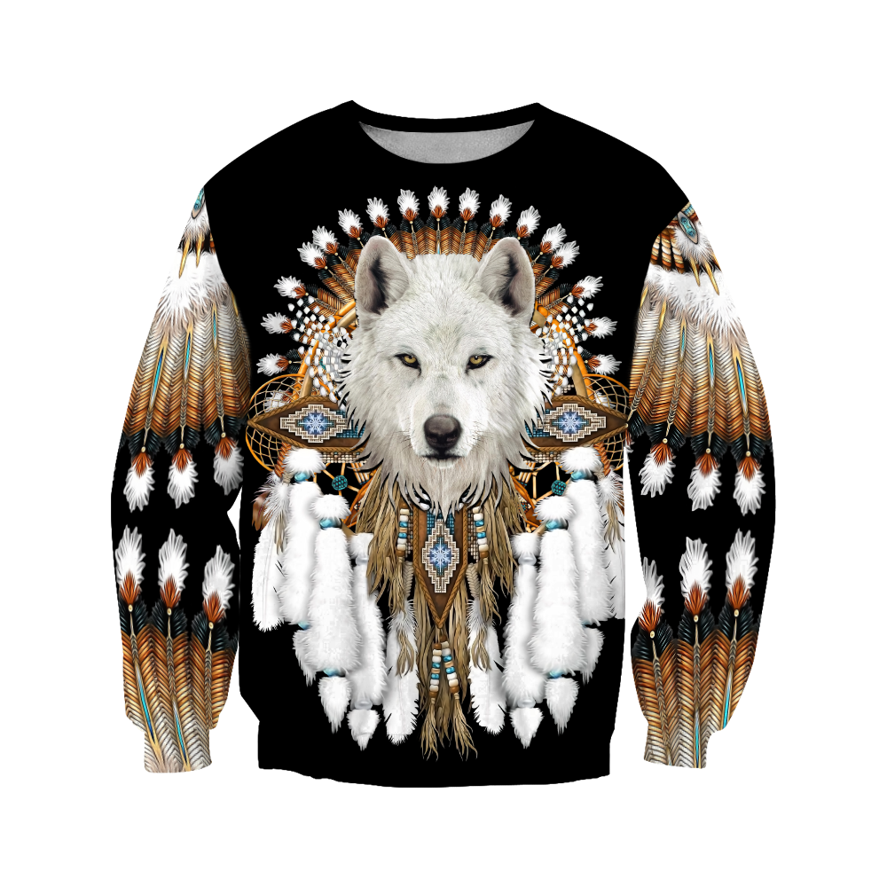 Native American Wolf 3D All Over Printed Shirts MP18052002-Apparel-MP-Sweatshirt-S-Vibe Cosy™