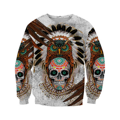 Sugar Native Skull Over Printed Hoodie