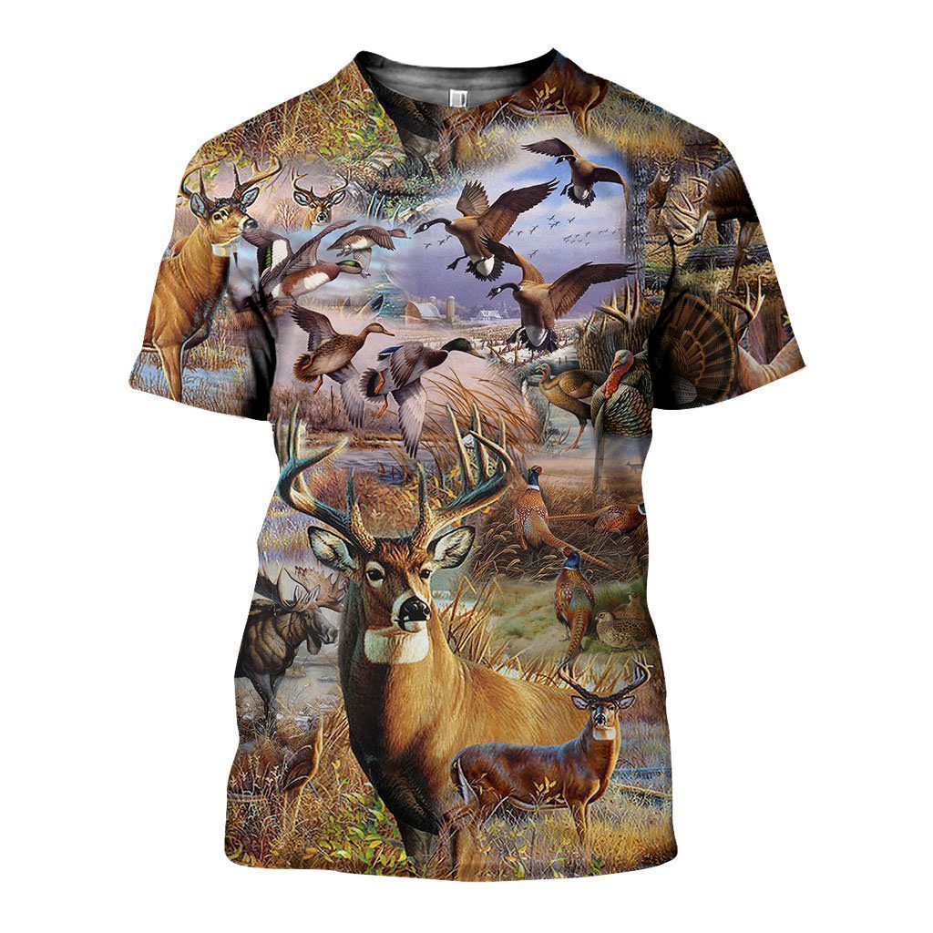 3D All Over Printed Camo Hunting Animals Art Shirts and Shorts-Apparel-HP Arts-T-Shirt-S-Vibe Cosy™