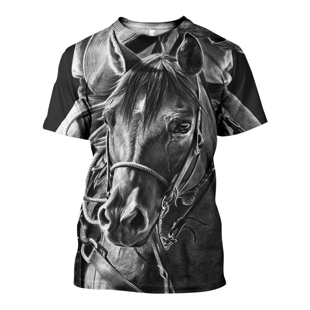 3D Printed Mono Horse Art Clothes-Apparel-HP Arts-T-Shirt-S-Vibe Cosy™