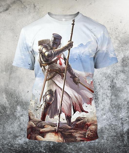 3D All Over Printed Knights Templar T-shirt Hoodie-HP Arts-T-shirt-XS-Vibe Cosy™
