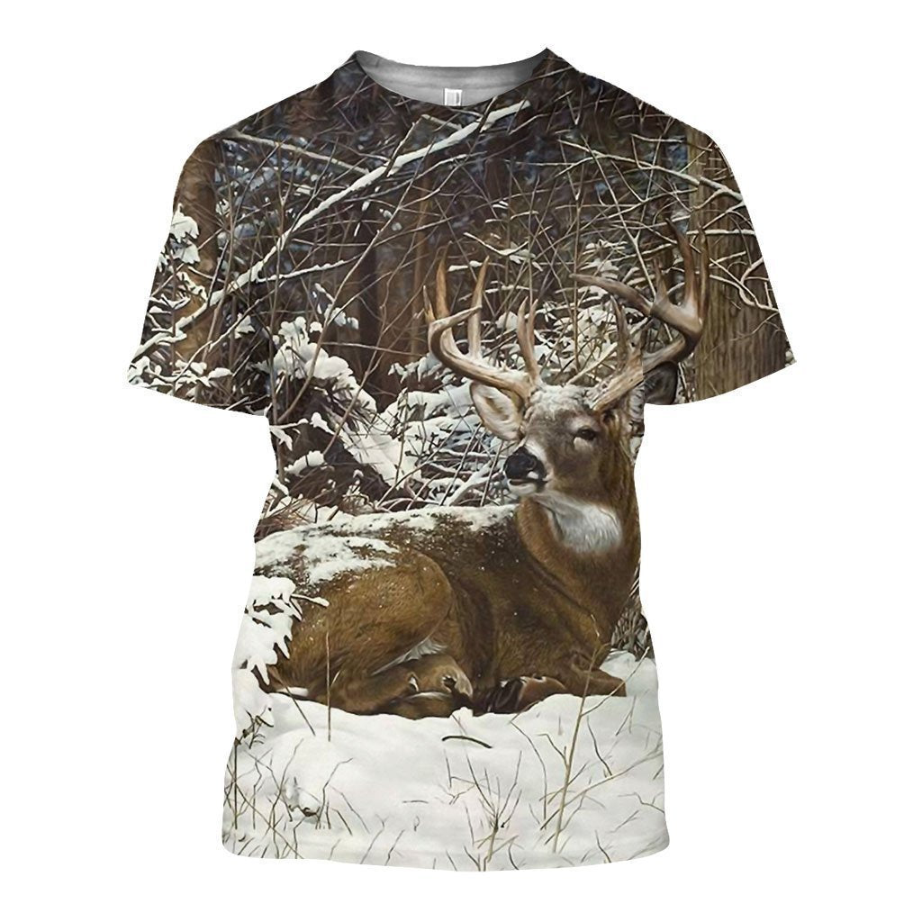 3D All Over Printed Winter Deer Shirts-Apparel-HP Arts-T-Shirt-S-Vibe Cosy™