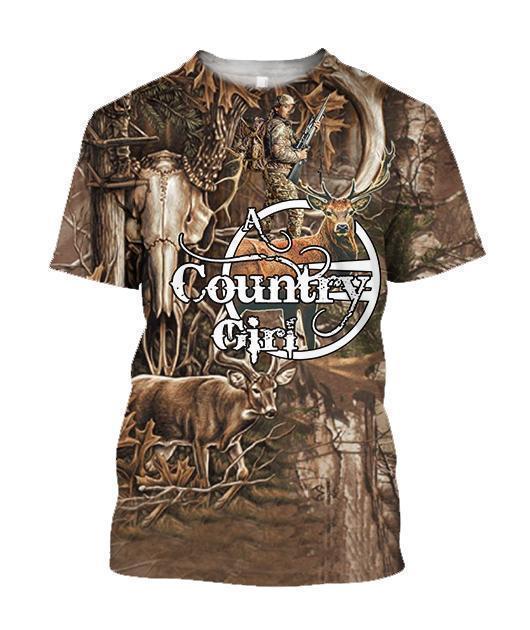 3D All Over Printed Country Girl Bowhunting Deer Art Shirts and Shorts-Apparel-HP Arts-T-Shirt-S-Vibe Cosy™