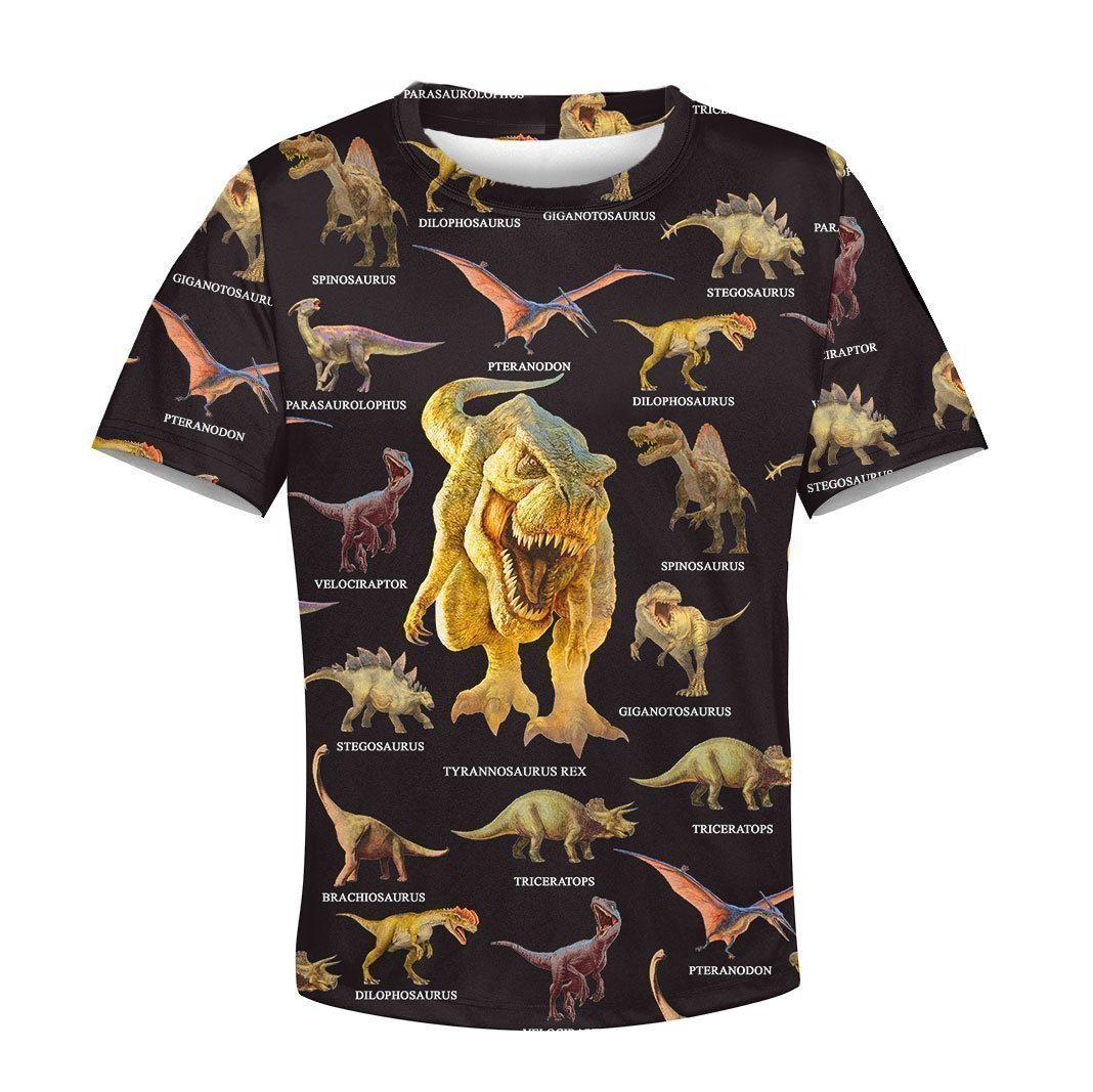 3D All Over Printed Black Dinosaurs T-Rex Shirts-Apparel-HP Arts-T-Shirt-TODDLER 2T-Vibe Cosy™