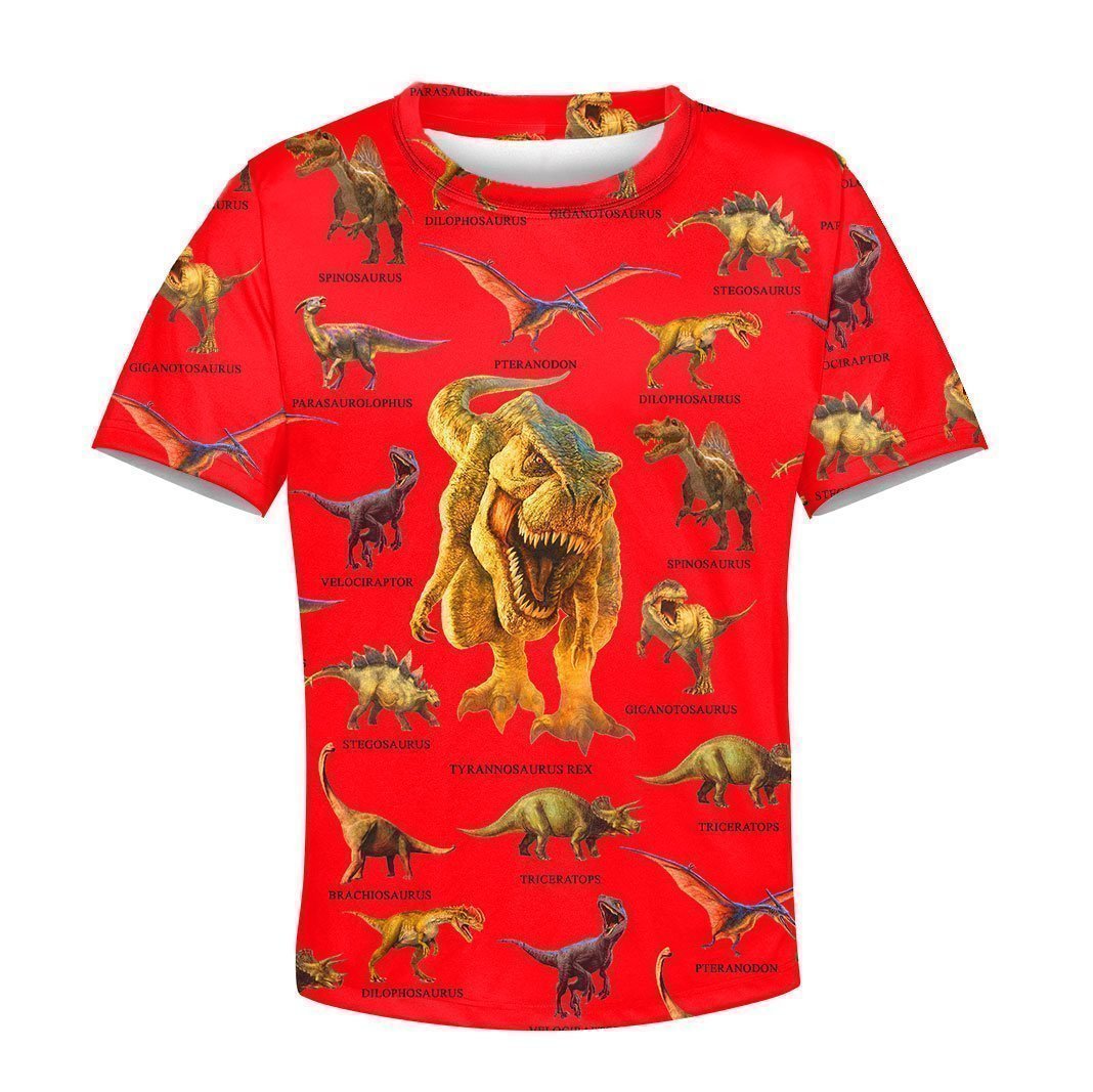 3D All Over Printed Red Dinosaurs T-Rex Shirts-Apparel-HP Arts-T-Shirt-TODDLER 2T-Vibe Cosy™