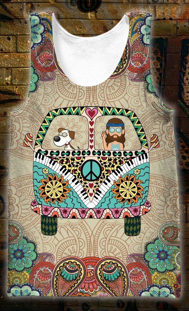 3D All Over Print Dog Hippie Hoodie-Apparel-HD09-Tank Top-S-Vibe Cosy™