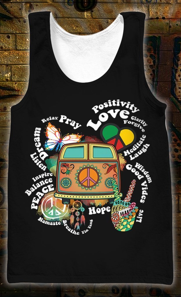 3D All Over Print Hippie Quotes Hoodie-Apparel-HD09-Tank Top-S-Vibe Cosy™
