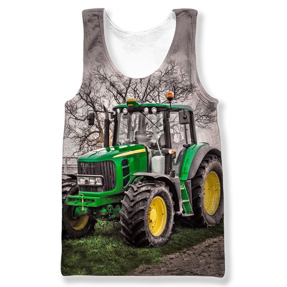 Green Tractor Hoodie-Apparel-HD09-Tank Top-S-Vibe Cosy™