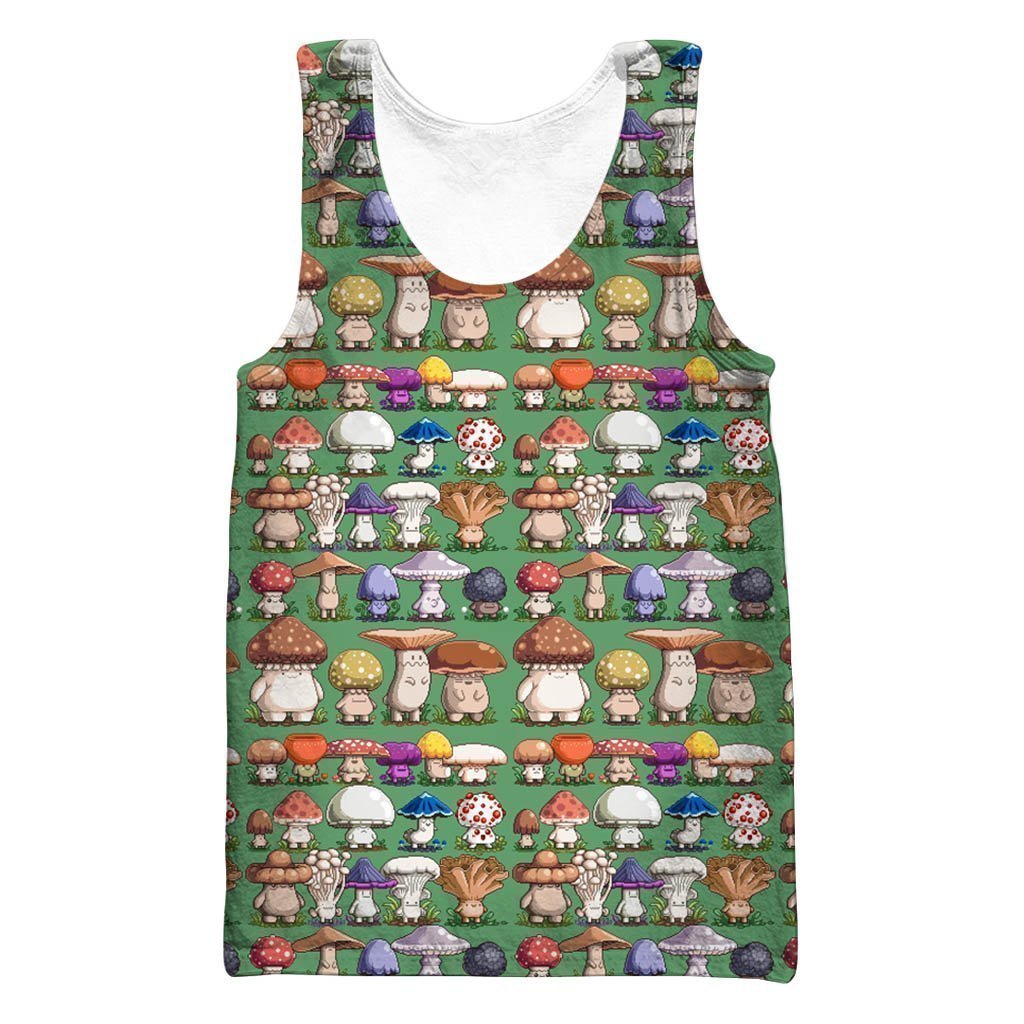 All Over Print Cartoon Mushroom Hoodie-Apparel-NTH-Tank Top-S-Vibe Cosy™