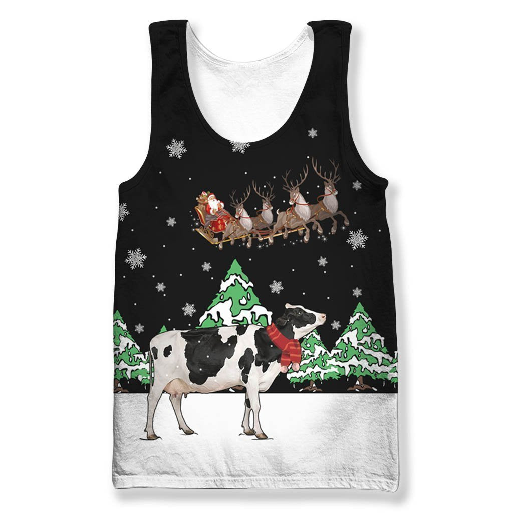 Dairy Cow For Christmas Clothes-Apparel-HD09-Tank Top-S-Vibe Cosy™