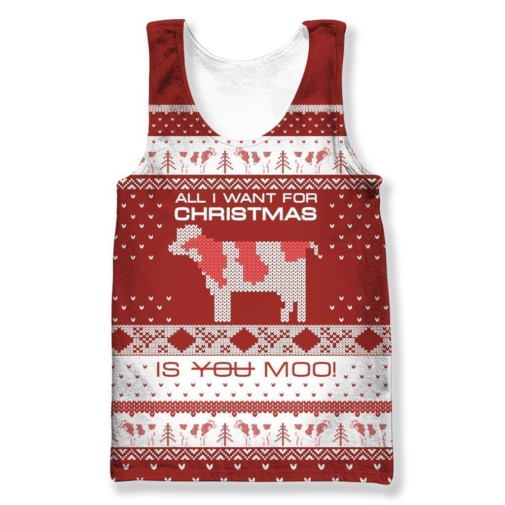 All I Want For Christmas Is You Moo! Clothes-Apparel-HD09-Tank Top-S-Vibe Cosy™