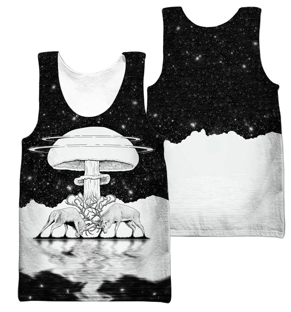 All Over Print Monochrome Mushroom Hoodie-Apparel-NTH-Tank Top-S-Vibe Cosy™