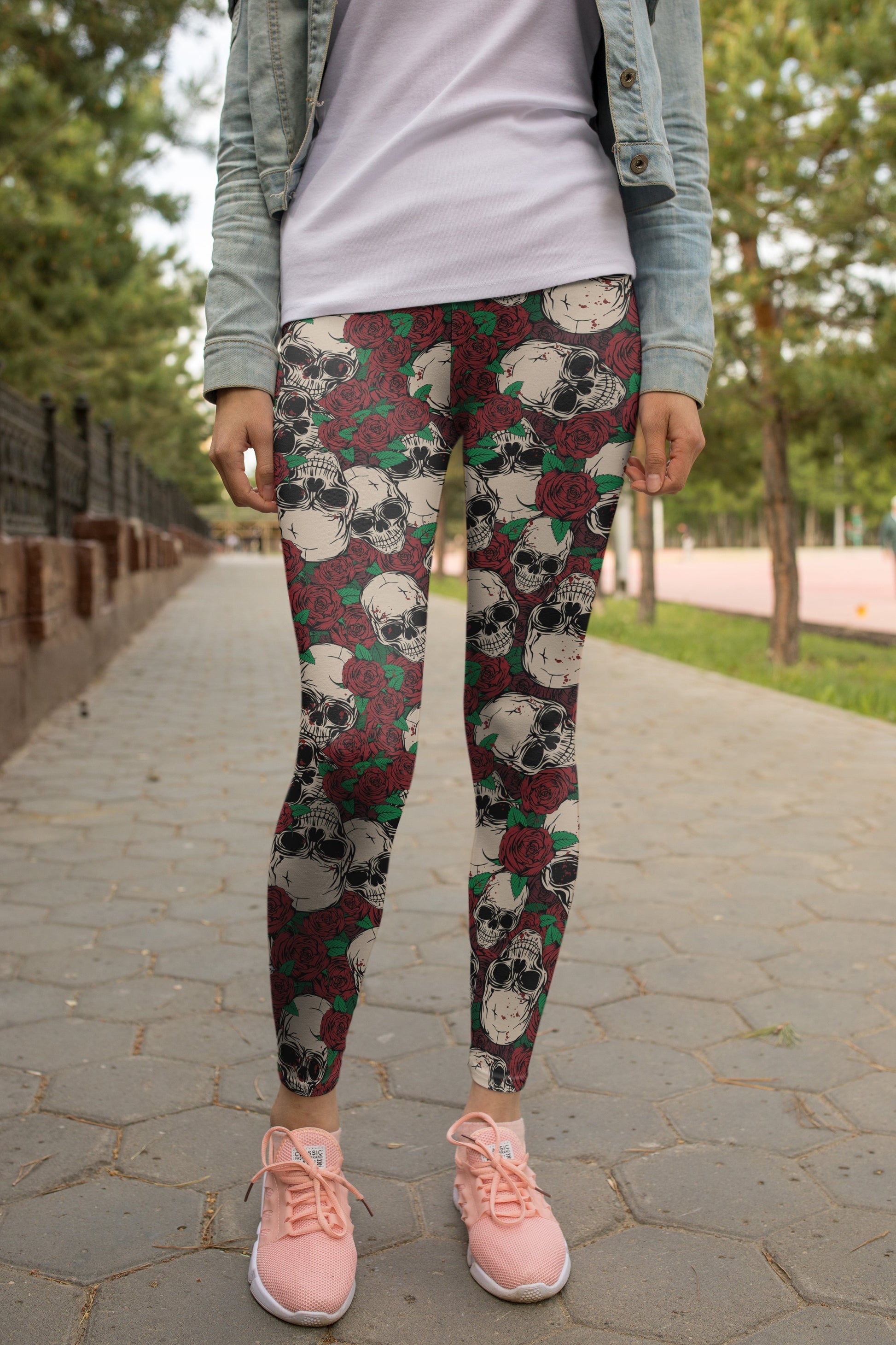 3D All Over Print Skull and Rose Legging-Apparel-Khanh Arts-Legging-S-Vibe Cosy™