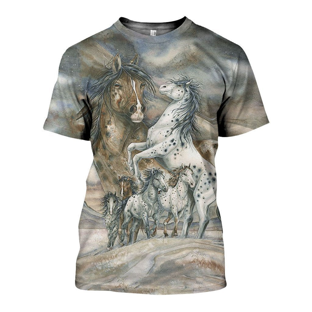 3D All Over Printed Beautiful Horse Racing Art-Apparel-HP Arts-T-Shirt-S-Vibe Cosy™