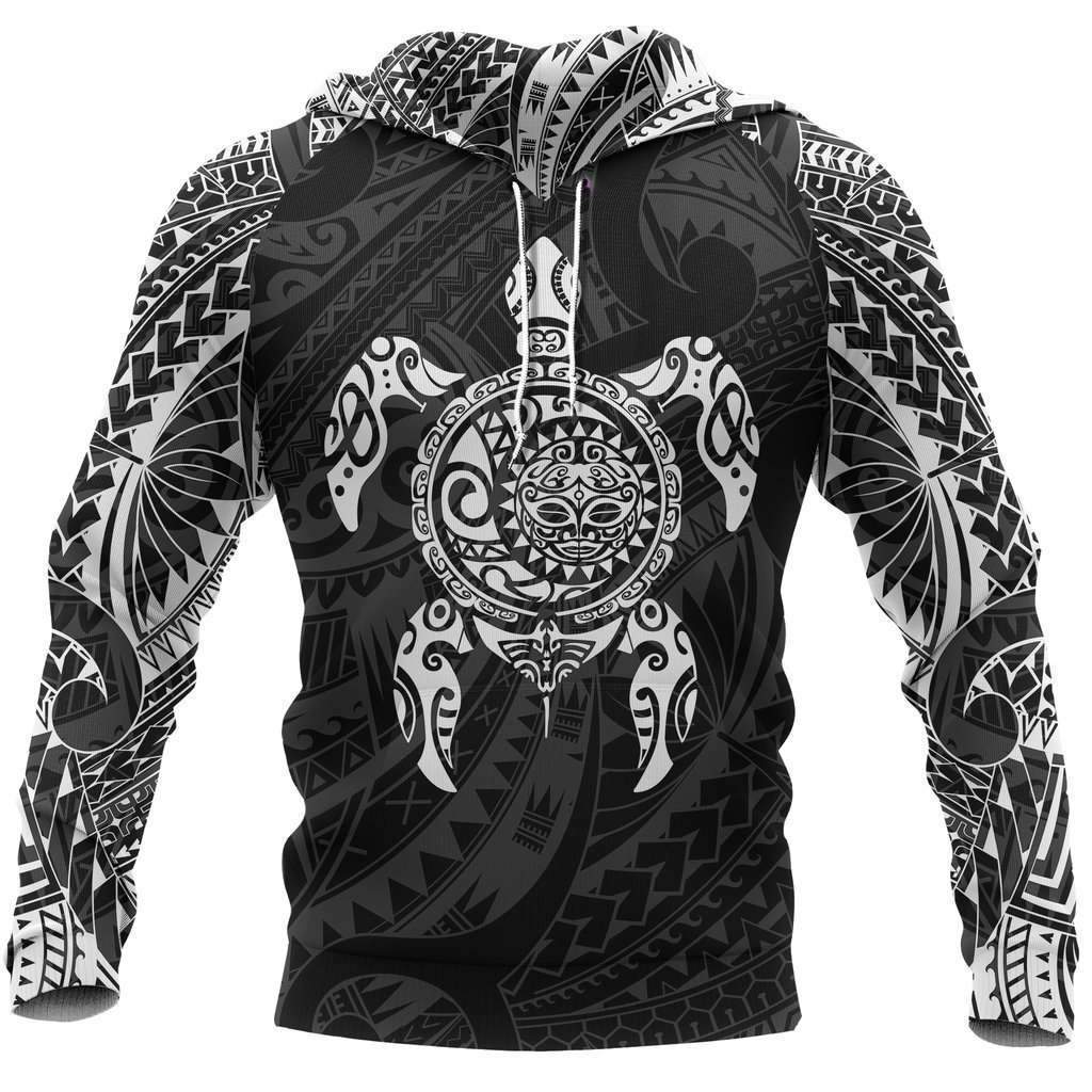 Turtle Maori Tattoo All Over Hoodie White HC0803-Apparel-Huyencass-Hoodie-S-Vibe Cosy™