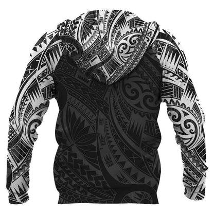 Turtle Maori Tattoo All Over Hoodie White HC0803-Apparel-Huyencass-Hoodie-S-Vibe Cosy™