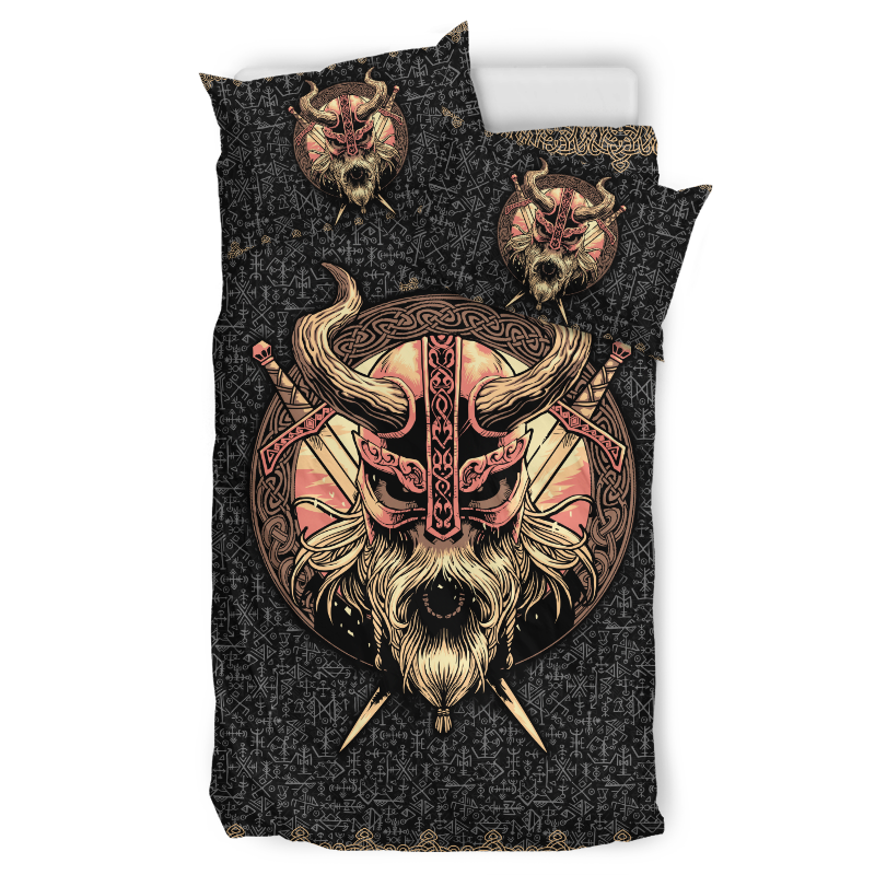 Quilt bedding set love skull viking PL-Bedding Set-PL8386-Twin-Vibe Cosy™