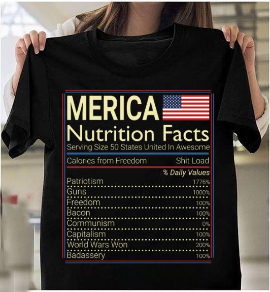 Vibecosy 4th Of July, Independence Day Gift, Proud American Shirt, Merica Nutrition Facts T-Shirt