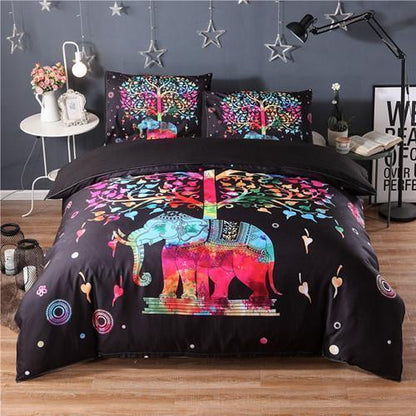 India Elephant Bedding Set Bohemian Design NHT270303-Bedding Set-6teenth Outlet-Purple-US Full-Vibe Cosy™