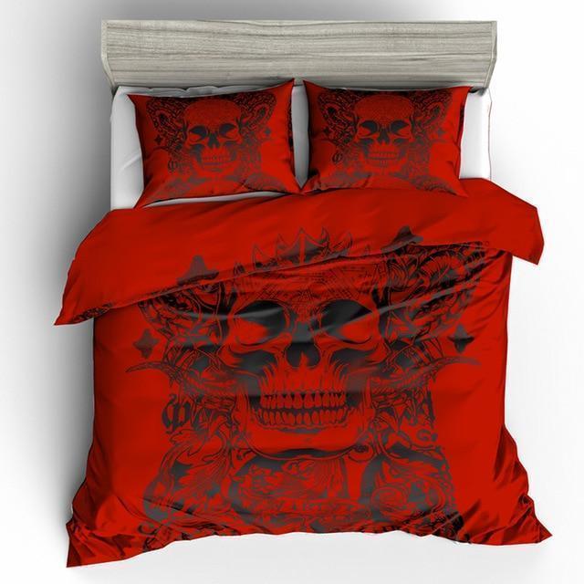 Fanaijia king skulls 3D red sugar Bedding Set-6teenth-Plum-US Full-Vibe Cosy™