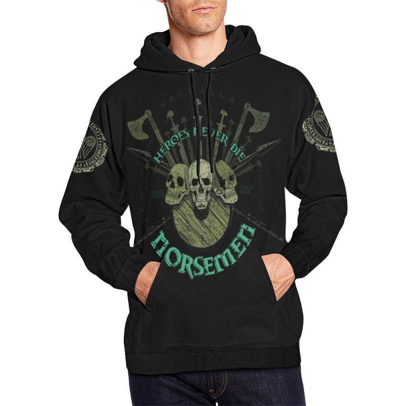 VIKING NORSEMEN AND RAVEN HOODIE-ALL OVER PRINT HOODIES-HP Arts-Hoodie-S-Vibe Cosy™