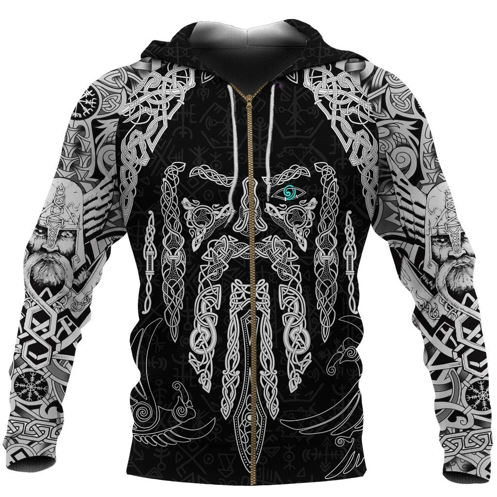 Viking Odin's Eye with Raven-Apparel-HP Arts-Zip Hoodie-S-Vibe Cosy™