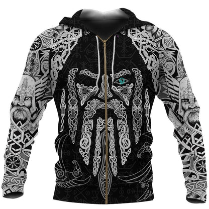 Viking Odin's Eye with Raven-Apparel-HP Arts-Zip Hoodie-S-Vibe Cosy™