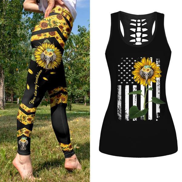 Elephant Sunflower Combo Tank + Legging TA043001-Apparel-TA-S-S-Vibe Cosy™