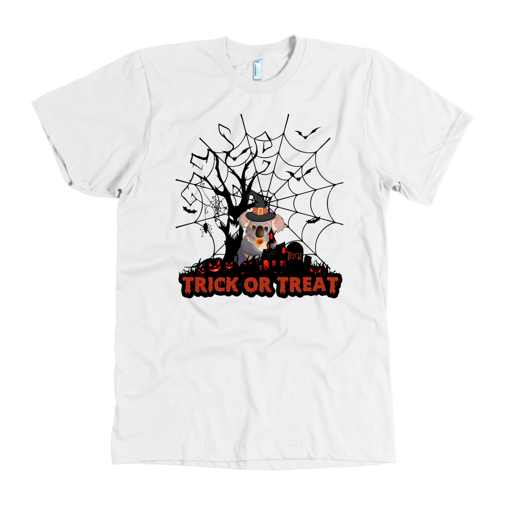 Australian Koala Trick or Treat Halloween T-Shirt 02 H9-T-SHIRTS-HP Arts-American Apparel Mens-White-S-Vibe Cosy™